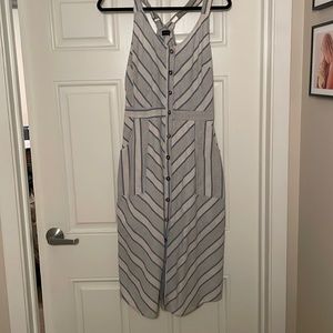 Stripped Huckle Black Midi Dress